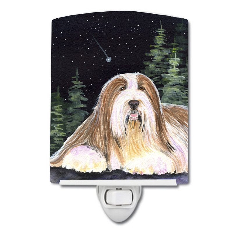 Starry Bearded Collie Ceramic Night Light
