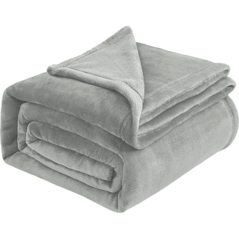 Aspire Homeware Ultra-Soft Hotel Quality Reversible Plain Weave Fleece Throw Blanket, Kingsize (200cm W x 240cm L), Silver