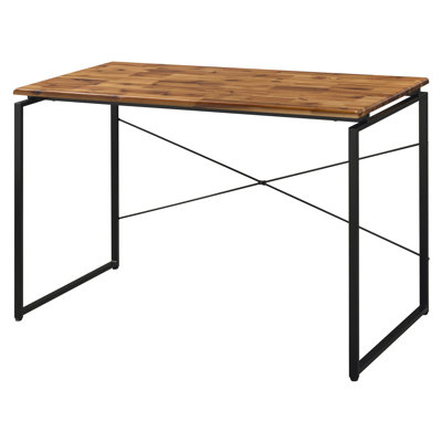 Bureau à domicile avec plateau rectangulaire en bois et piètement traîneau en métal - Table élégante