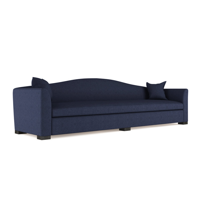 Horatio Camelback Taper Curved-Arm Extra Long Sofa, Box Weave Linen Alabaster, 33" H x 120" W x 40" D, Weathered