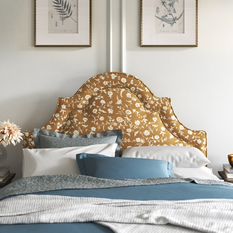 Tête de lit tapissier Knipe, Floral Robina ocre, Grand