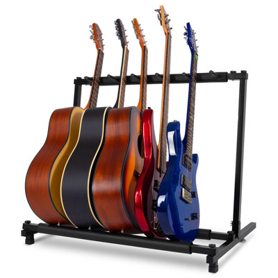 Guitar Stand Storage, Bass Display Rack, 9 Multi Guitar Holder For Electric Acoustic Guitar, Foldable Floor Stands With Aluminum (9 Space) -  Rebrilliant, 32C79788B8A6436EA8F6B86E4B8D6A7D