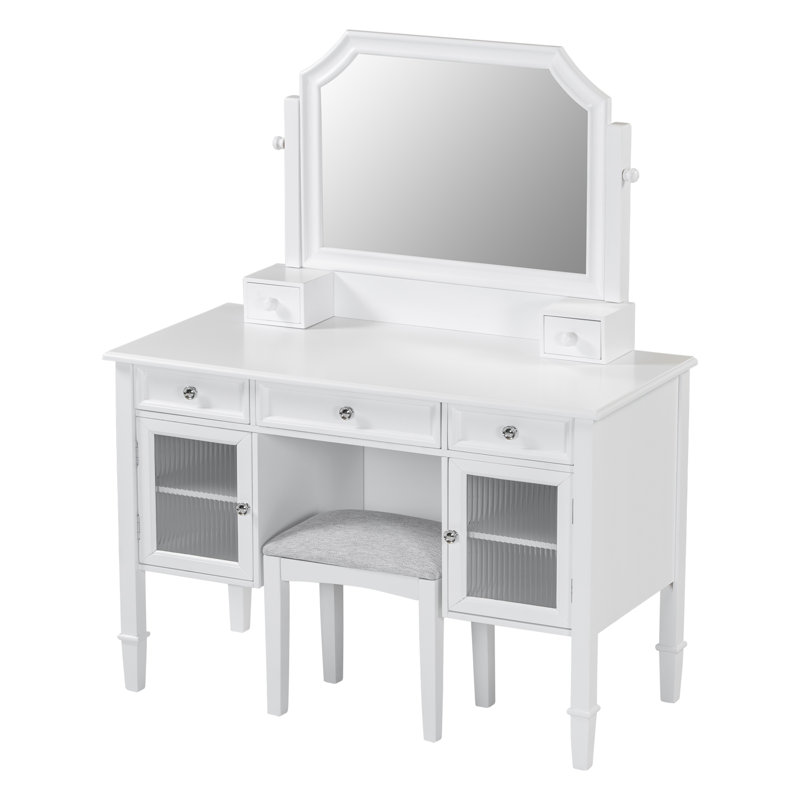 Bureau de maquillage avec grand miroir réglable