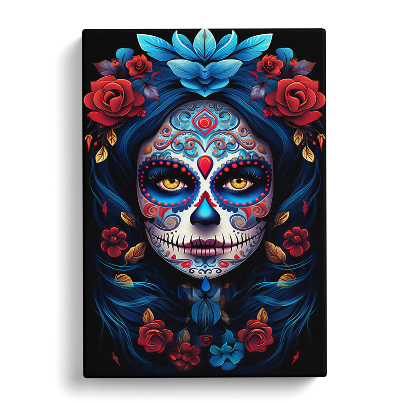 Sugar Skull Deco - No Frame Print, 50cm H x 35cm W x 3cm D