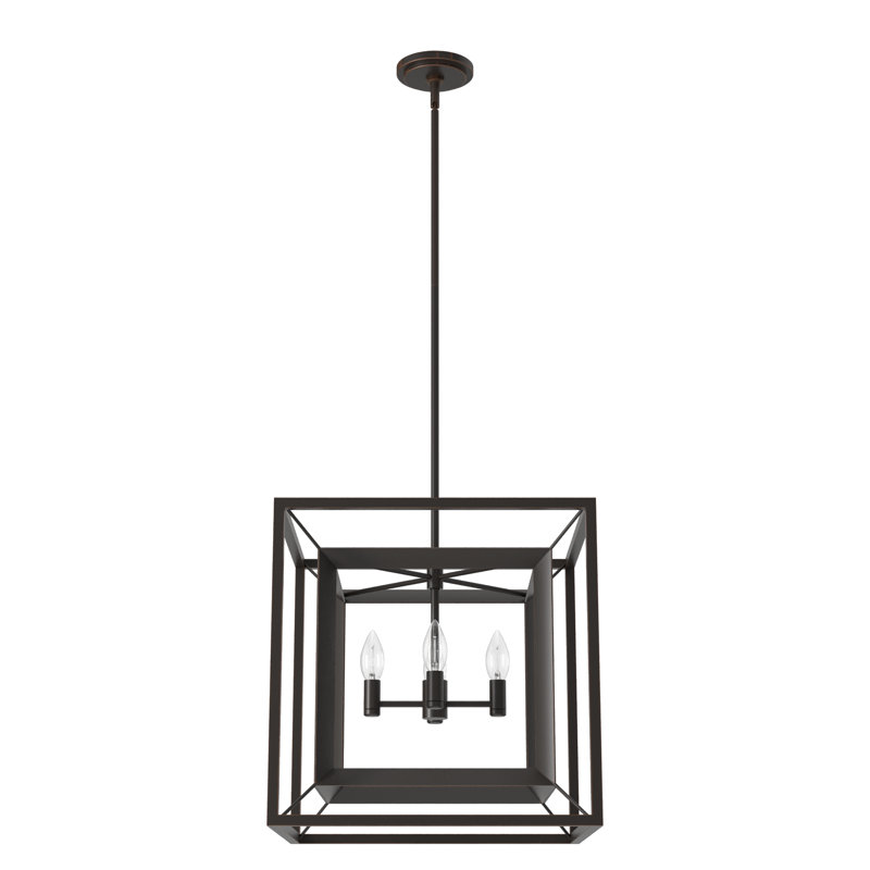 Hunter 18 Inch Doherty 4 Light Chandelier Ceiling Light Fixture, 15" H x 15" W x 15" D, Onyx Bengal