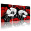 Ensemble de 3 tableaux muraux sur toile tendue, motif floral de coquelicots rouges et blancs-709528288