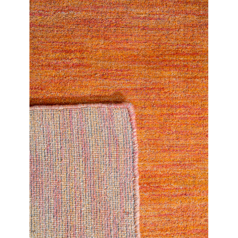 Datto Hand Knotted Loom Wool Eco-Friendly Area Rugs - Octagon, Orange Color, Plain Solid Design, High Pile Thick Handmade Anti Skid Area Rugs for Living Room, Bed Room 