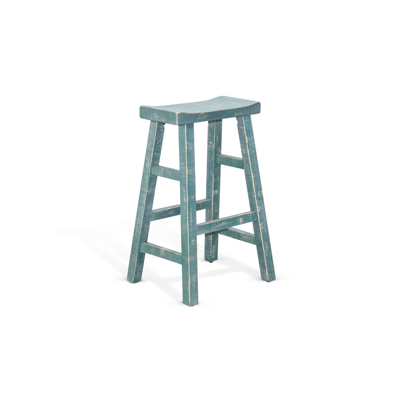 Anneliesa Solid Wood Counter Stool, Counter Stool (24" Seat Height), Green
