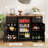 53" Coffee Bar Cabinet with Fridge Space, Charging Station, Mini Fridge Cabinet with Wine Rack, Fluted Liquor Cabinet, Large Buffet Sideboard Table for Living Room, Dining Room, Kitchen-130074325