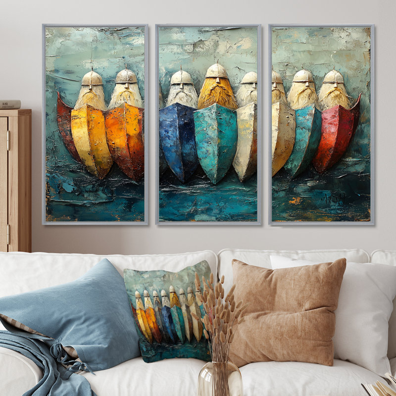 Vikings Shield Wall Stronghold IV - Vikings Art Wall Art, ensemble d'impression, H 28 po x l 36 po x P 1 po