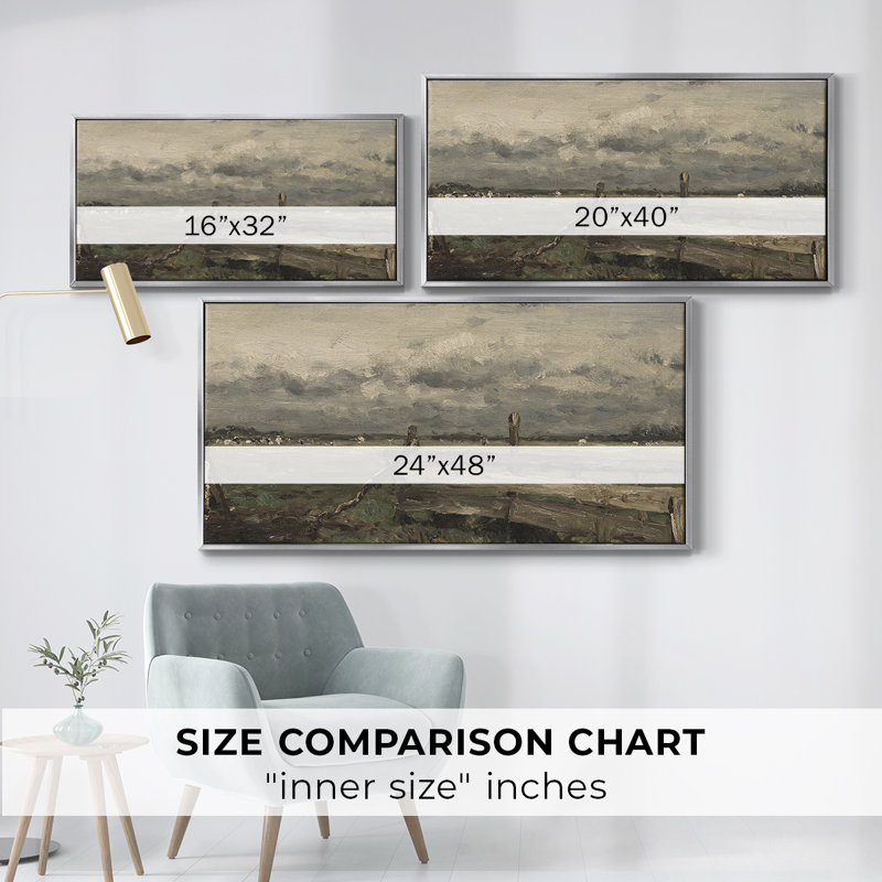 «Landscape Series» - CD XXXV - Toile tendue avec châssis encadré - Prêt à être accroché, Argent argent, H 17 po x l 33 po