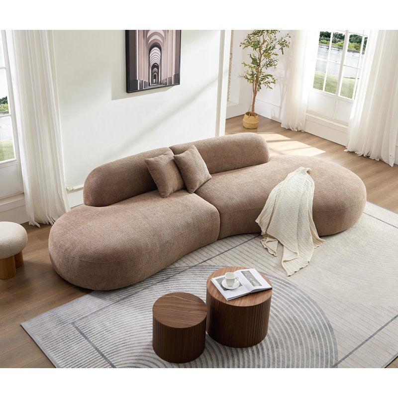 WKS4CCX2 Côté droit, canapé couleur chameau, coussin de dossier amovible, fonctions d'assise avant et arrière réglables, tissu durable, structure interne en bois massif rembourrée d'éponge haute densité
