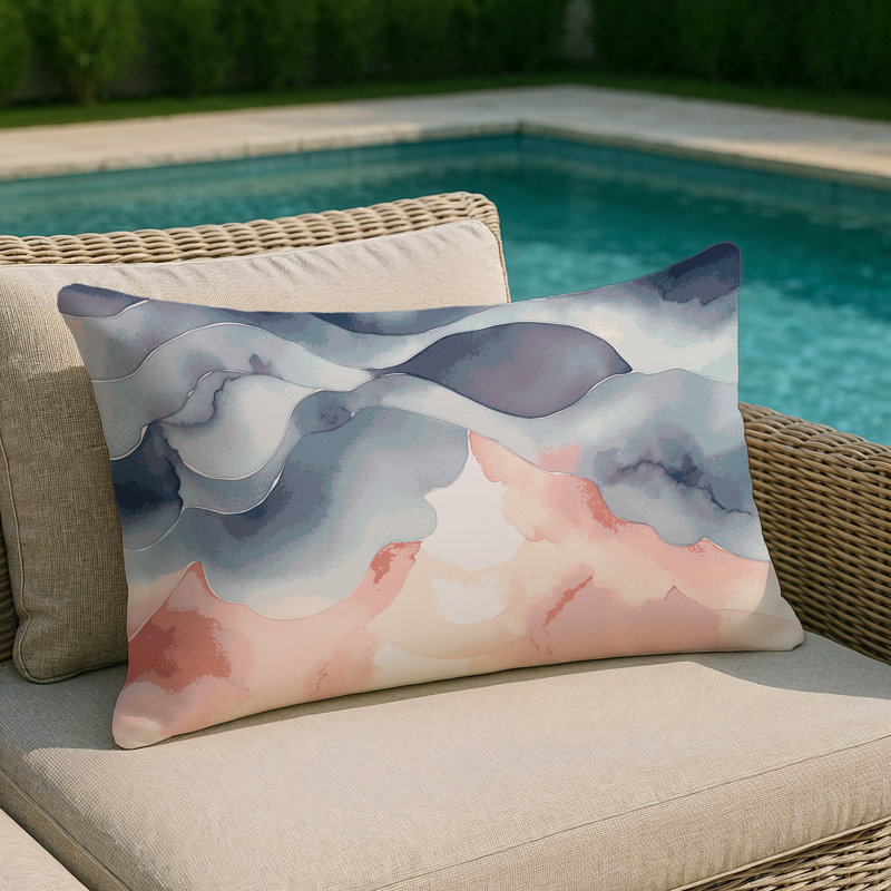 Aqua Horizon Indoor And Outdoor Throw Pillow, Rectangle 14"H x 20"W