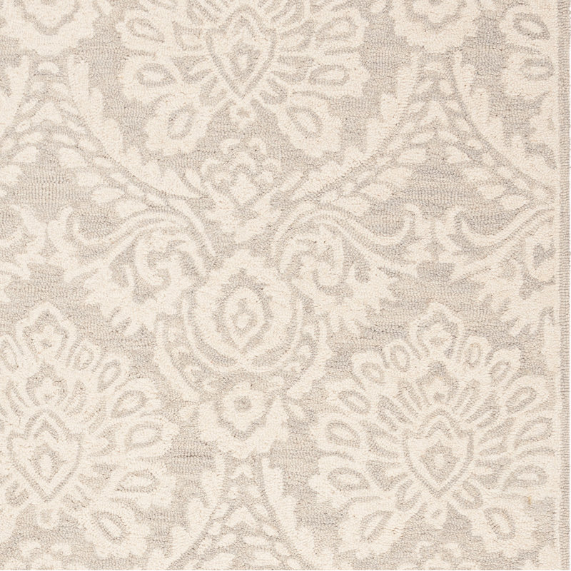 Tapis argent / ivoire en laine fait à la main Tansy, Carré 6 pi