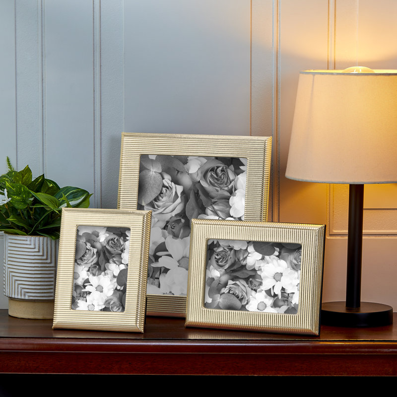 Leather Picture Frame, Gold, 4" W x 6" H
