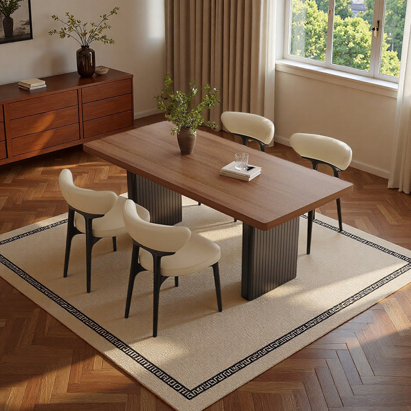 Table de salle à manger au design unique, 5 Pieces: Table, 4 Chairs, 29.52"H x 86.61"L x 35.43"W