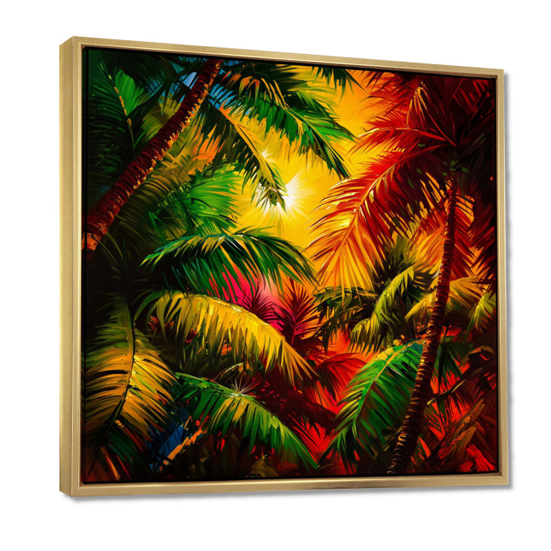 Palmiers forêt tropicale tropicale II - Décoration murale forêt tropicale, Impression dans un cadre flottant sans passe-parto
