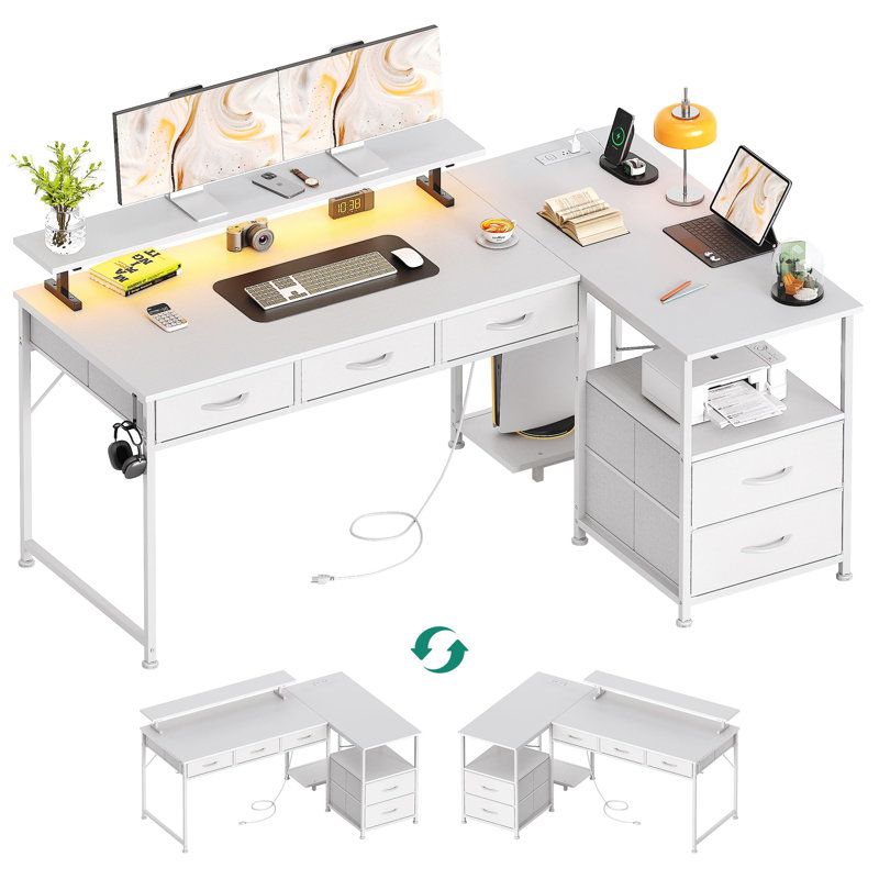 Metal Base Computer Desk, White