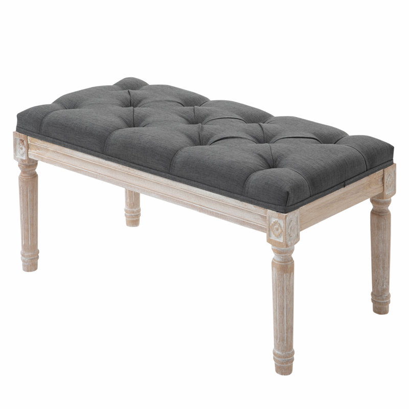 Kayala Upholstered Bench, 17" H x 31.5" L x 15.75" D, Cream White