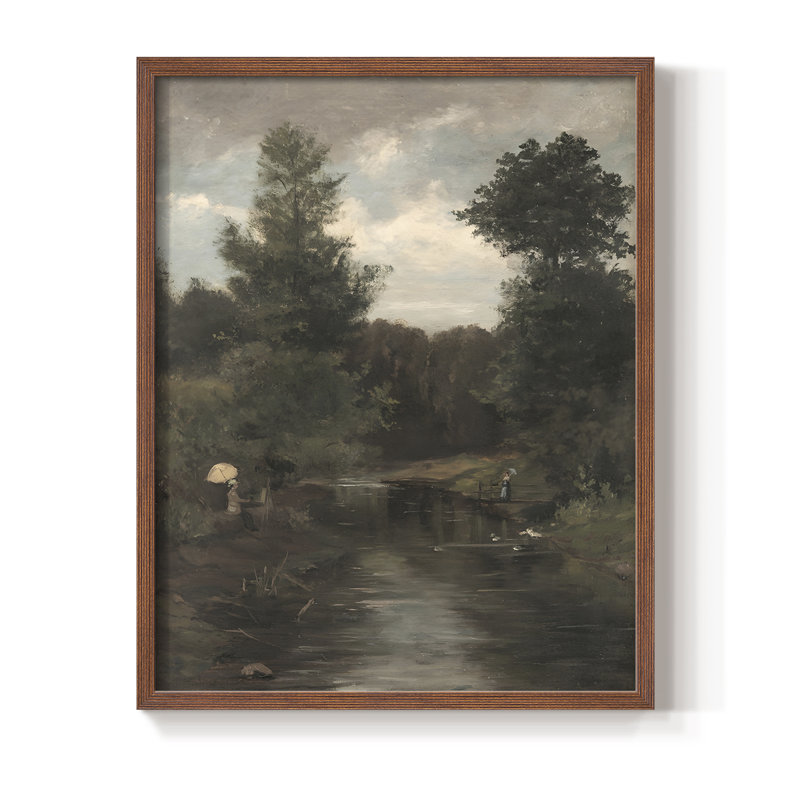 Vintage Landscape CXCVII Framed Print - Solid Wood, 21" H x 17" W, Walnut