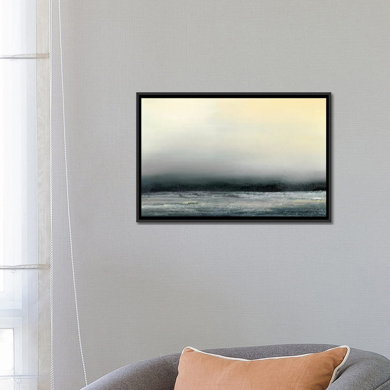 « ocean marée iv », impression sur toile, H 18 po x l 26 po x P 1,5 po, Toile avec cadre noir, Pas de tapis