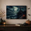 Art sur toile, "Phare sur une falaise rocheuse sous la pleine lune"-1364322661