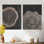 Spirale noire Rift sur glissade sur bois - art mural toile sur toile, ensemble d'art mural encadré gris nature
