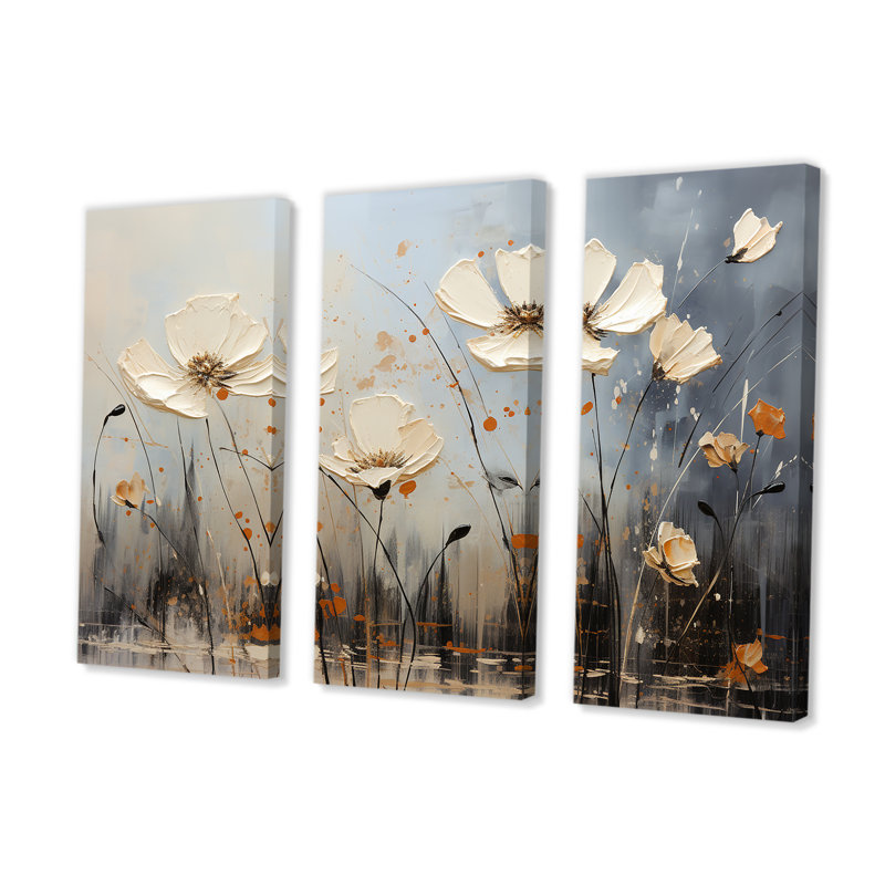 Bloomed Flower Horizons - ensemble d'art mural floral, H 32 po x l 48 po x P 1 po