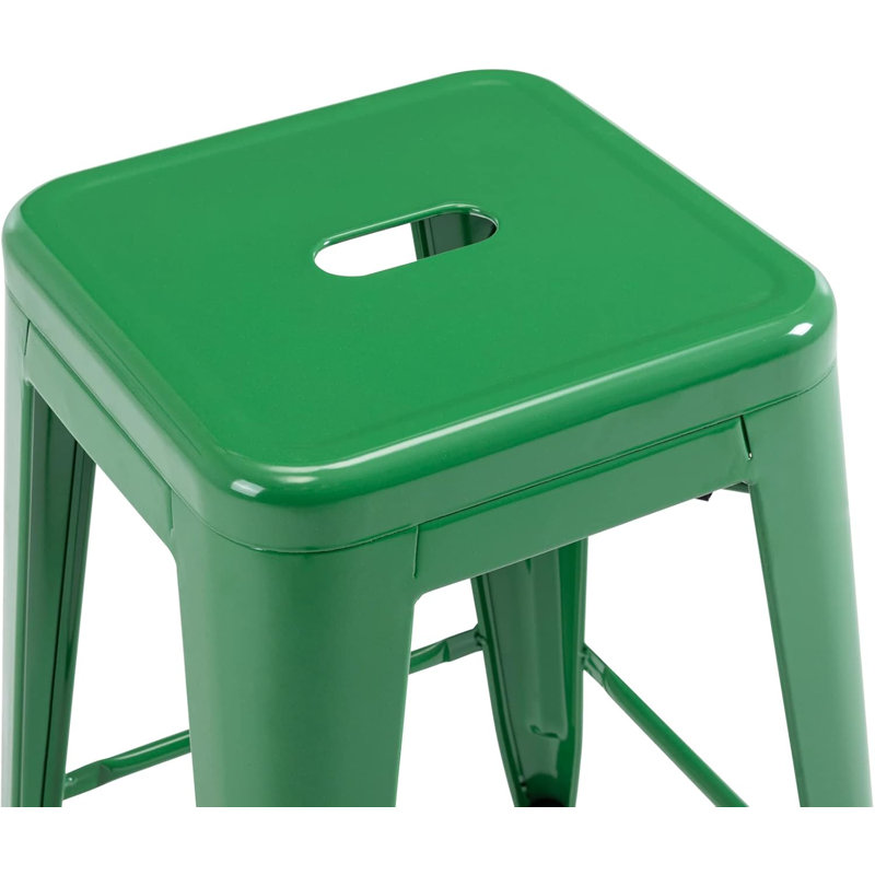 Tabouret de comptoir 24 po avec cadre en métal Juddson, ensemble de 4 tabourets d'intérieur et d'extérieur, Vert