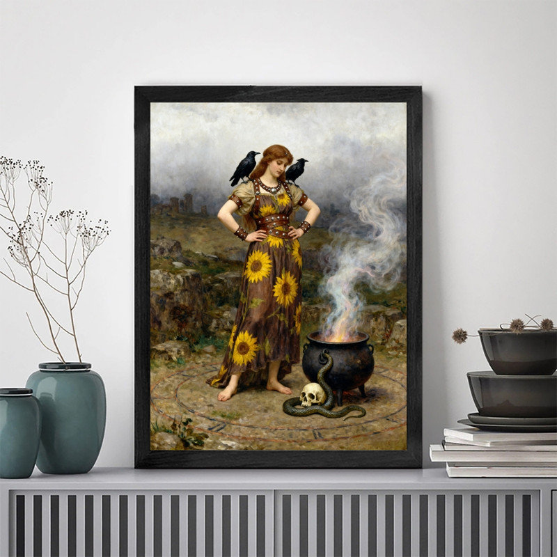 «Black», art mural fantaisiste, chaudron de sorcière, H 11 po x l 9 po