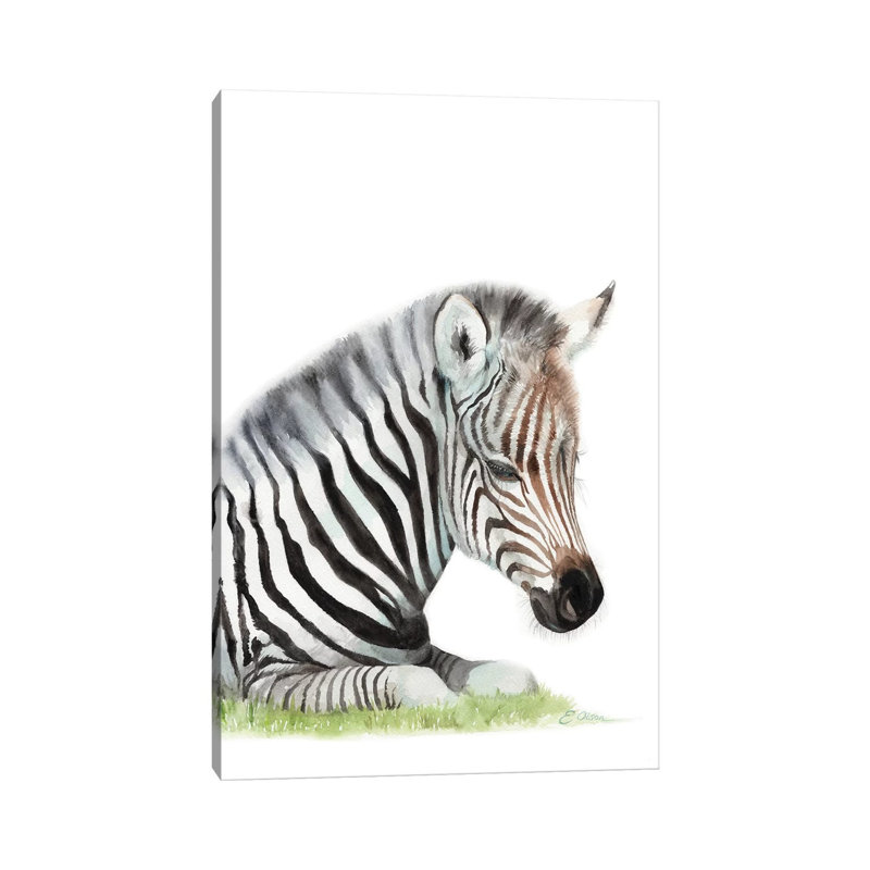 Sleeping Baby Zebra by Watercolor Luv - Wrapped Canvas Print, 30.48cm H x 20.32cm W x 1.9cm D