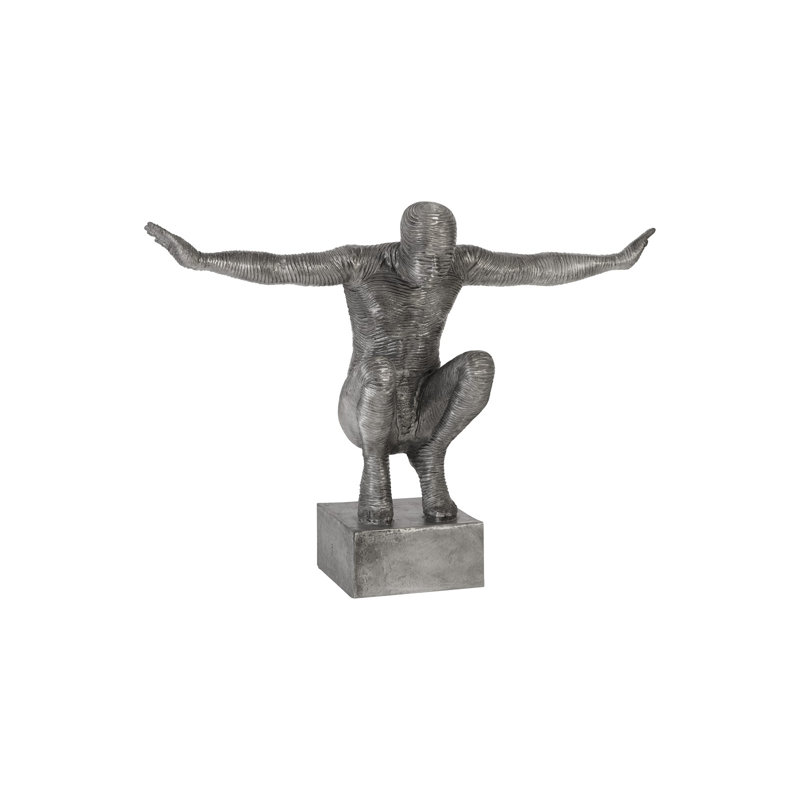 Statue en aluminium avec accoudoirs tendus