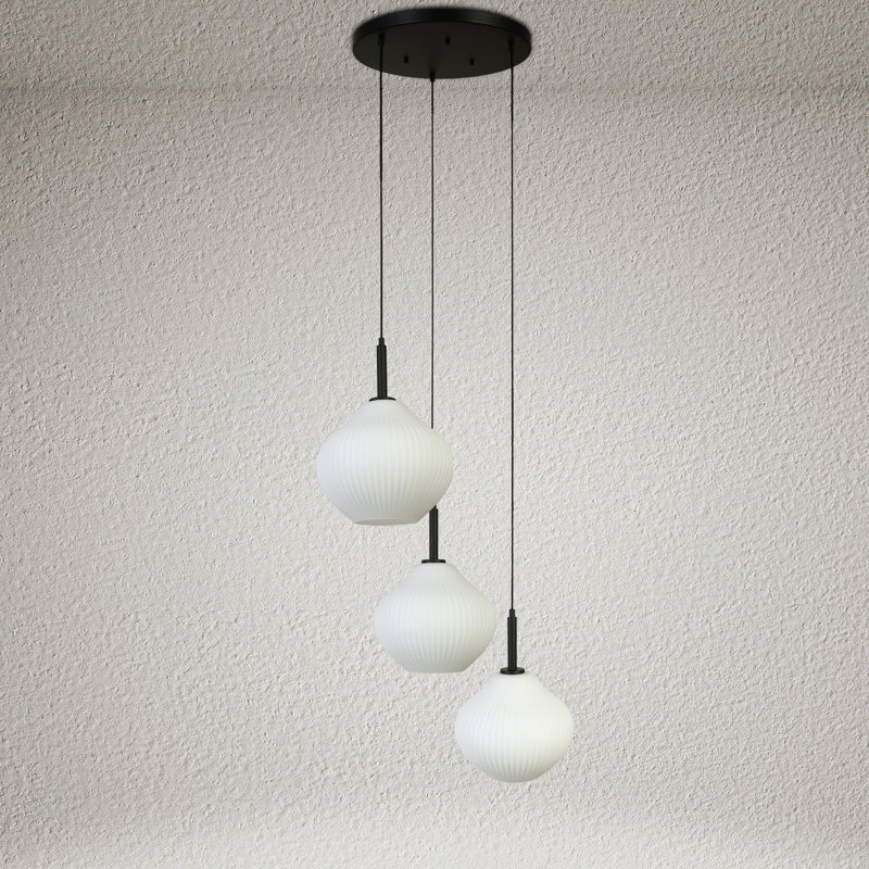 Luminaire suspendu grappe 3 lumières J 23 "Jonny, Noir