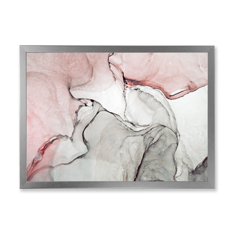 Art mural sur toile luxueux rose gris marbré II, Toile avec cadre photo, H 24 po x l 36 po, Argent argent