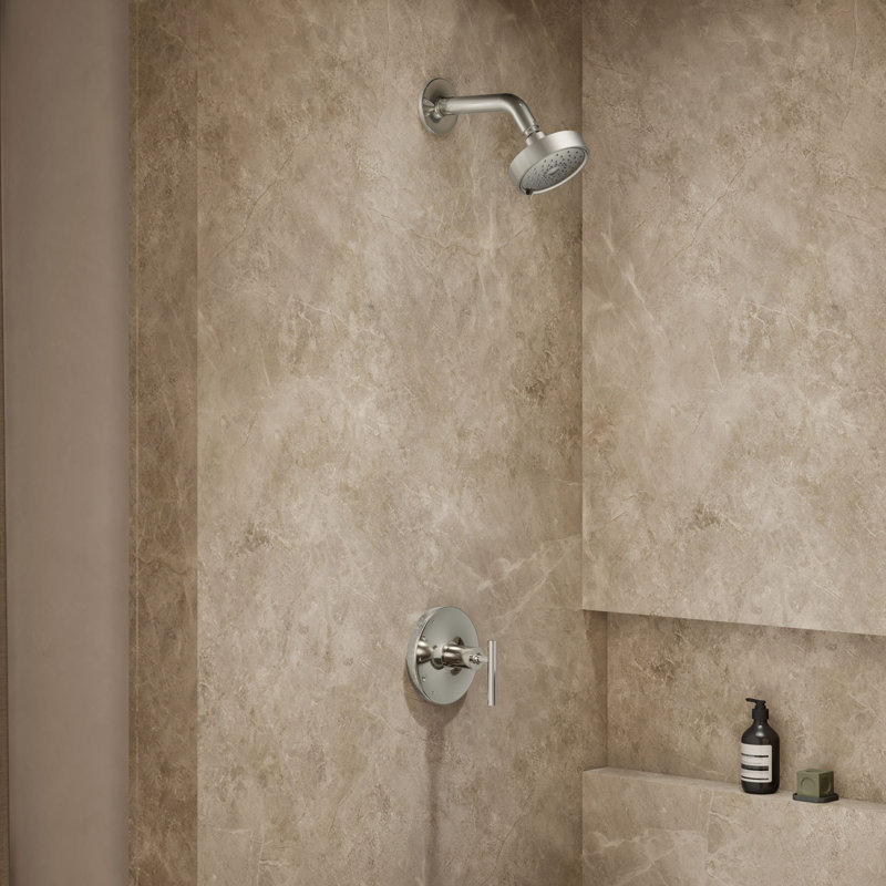 Garniture de valve de douche Kohler Purist® Rite-Temp avec poignée levier, pomme de douche sans, Nickel poli éclatant