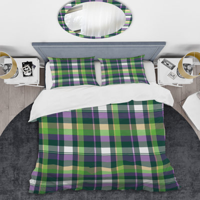 Ensemble de housse de couette en microfibre vert / mauve 2 pièces