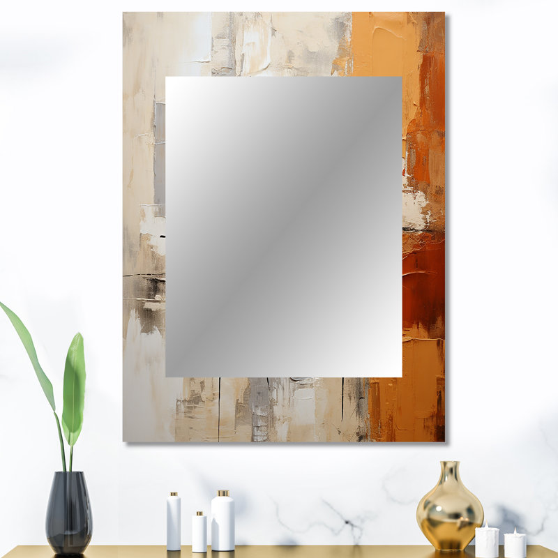 Gris, jaune, orange, impressions - abstrait, collage mural, miroir décoratif gris, impression d'art en métal, 40 po x 30 po