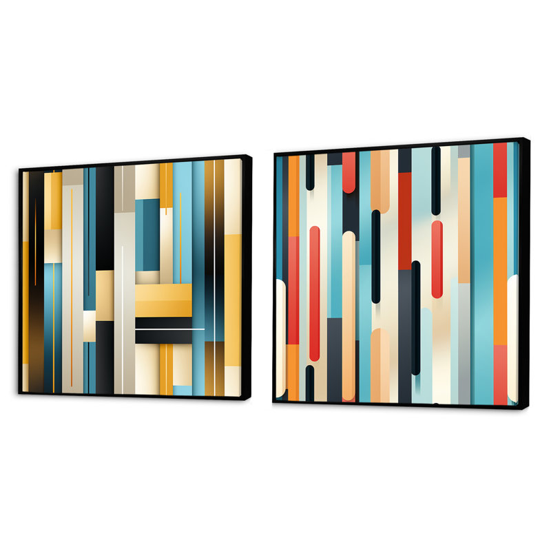 Ensemble de 2 collages carrés Urban Chic, Cadre flottant noir, H 16 po x l 33 po
