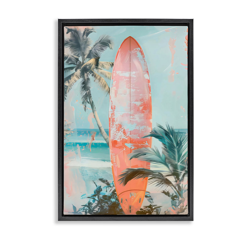 Cadre flottant moderne Peach Surf patiné, design par LSR Design Studio, Cadre flottant noir de jais, H 25 po x l 17 po
