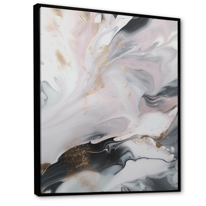 Blanc et gris ondulations de pierre II - impressions sur toile de marbre abstraites, H 40 po x l 30 po x P 1,5 po