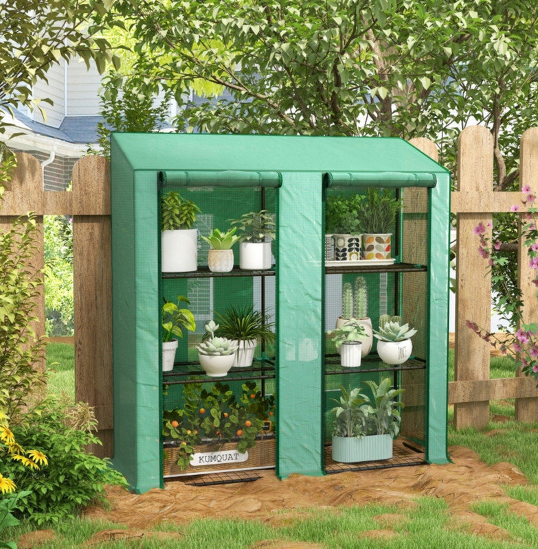 46 x 143cm Three-Shelf Mini Greenhouse - Green