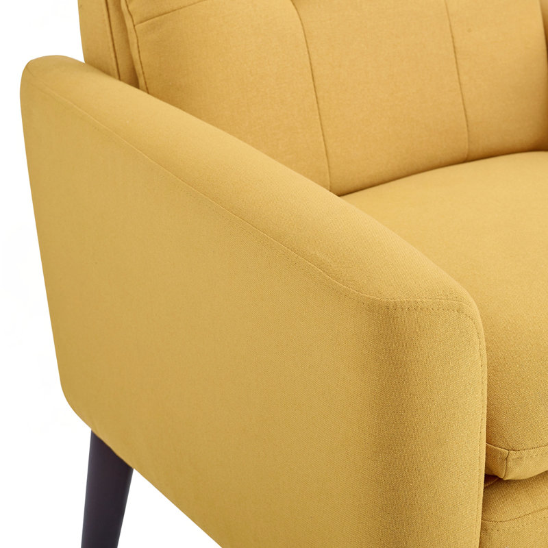 Tufted Upholstered Armchair, Yellow