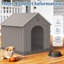 Niche pour chien portable en résine 25,84 po (brun clair / gris)-404339774