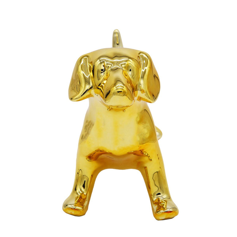 Figurine en céramique Beagle debout, Or métallique