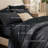 Bedsure King Cationic Dyed Printed Bed-in-a-Bag Set – Black, 7-Piece Bedding Set-123165319-123165321