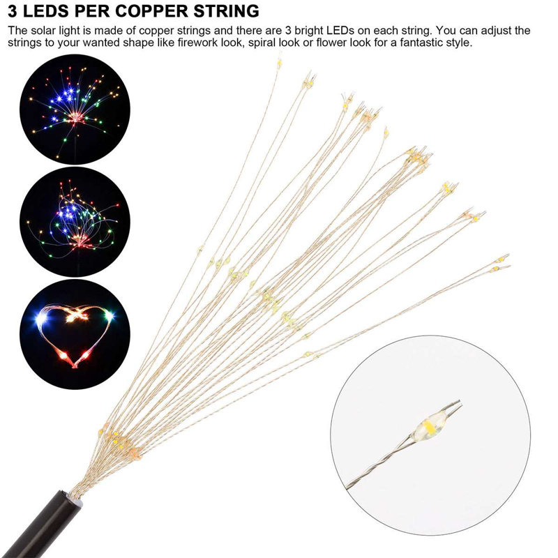 Colorful Solar Powered 120 LED Firework Garden Lights