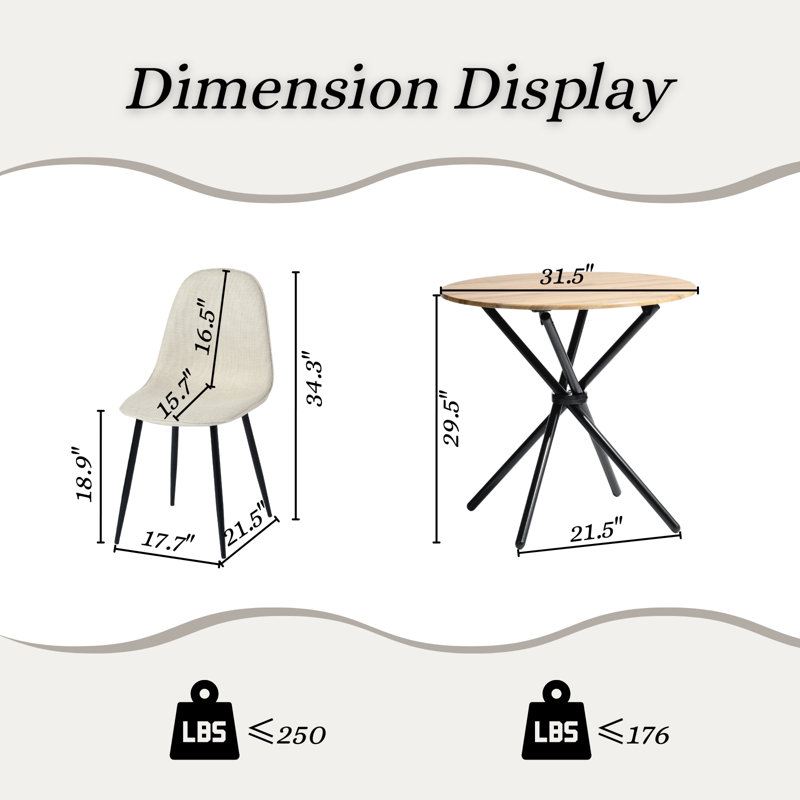 Ensemble de table de salle à manger 5 pièces Harjovan avec tables rondes et chaises rembourrées, Brun, Kaki