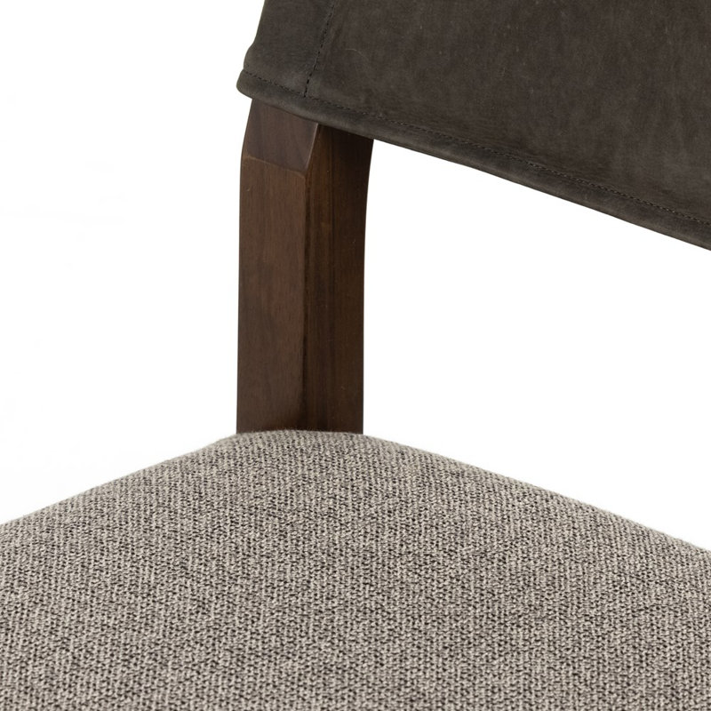 Ferris Stool, Counter Stool (25.98" Seat Height), Tulsa Ink/Nubuck Charcoal Rayon/Viscose/Leather, Antique Sable