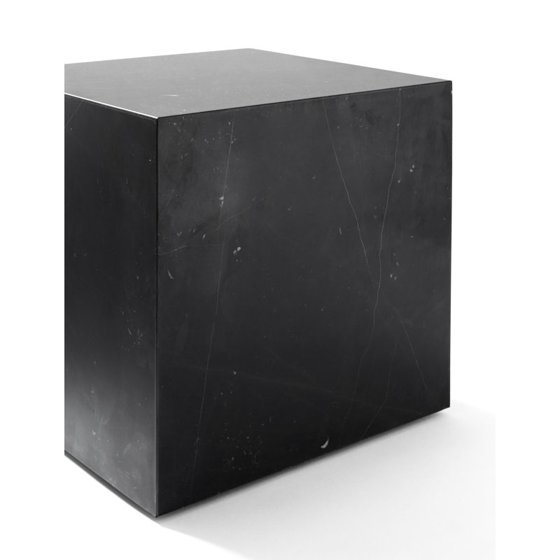 Plinth End Table, 15.7" H x 15.7" W x 15.7" D, Black Marquina