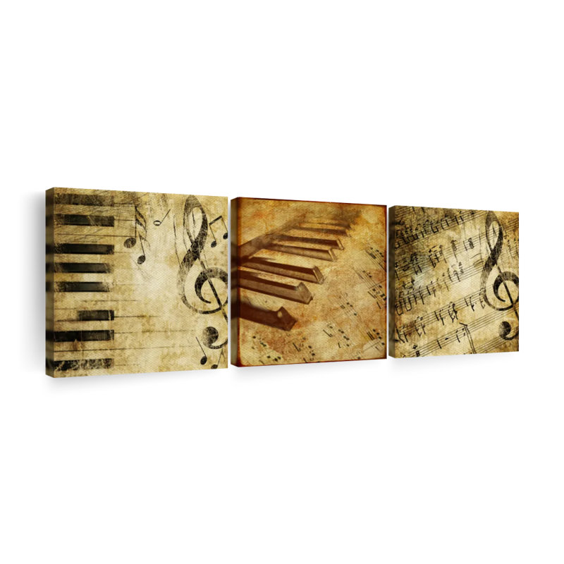 «Grunge Music Notes», reproduction d'art sur toile, H 18 po x l 57 po x P 1,25 po